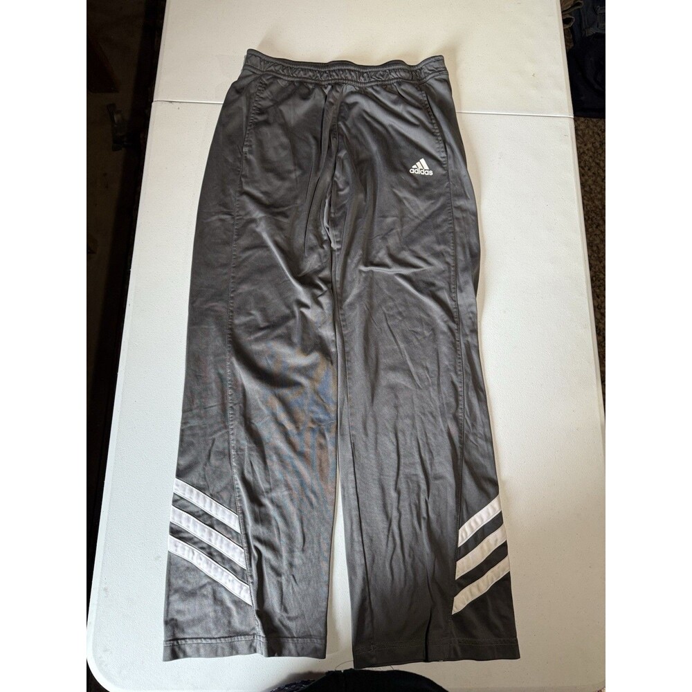 Adidas Pants Mens Medium Track Athletic Three Stripes Drawstring Polyester